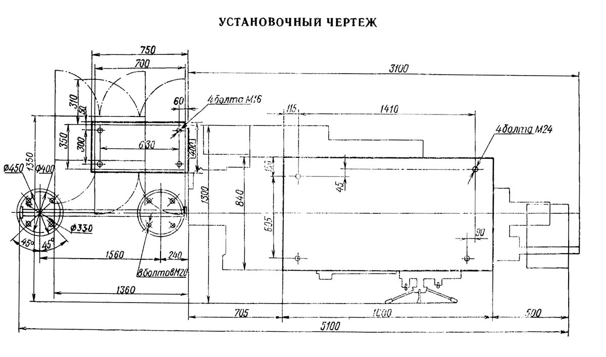 1Д340П Настановне креслення токарно-револьверного верстата